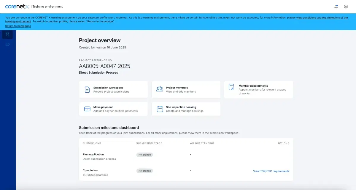 CORENET X Project Dashboard