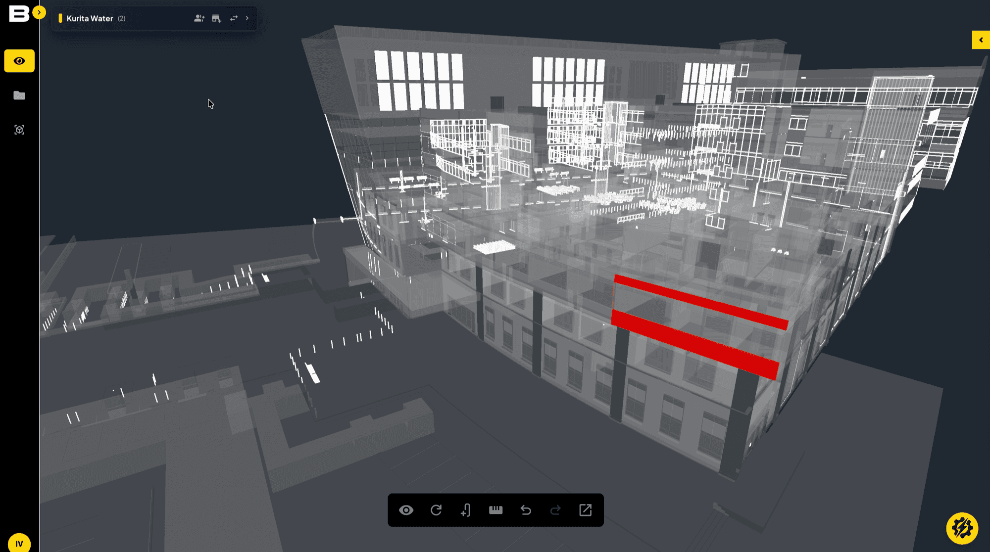 The same model coordinated against structure and services, with clashes highlighted