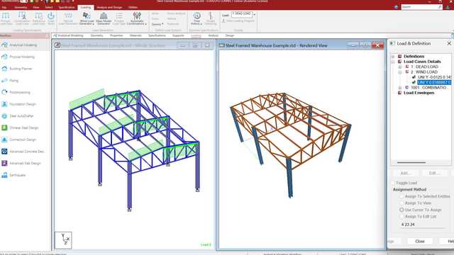 Beams, plates and supports modelled in STAAD.Pro