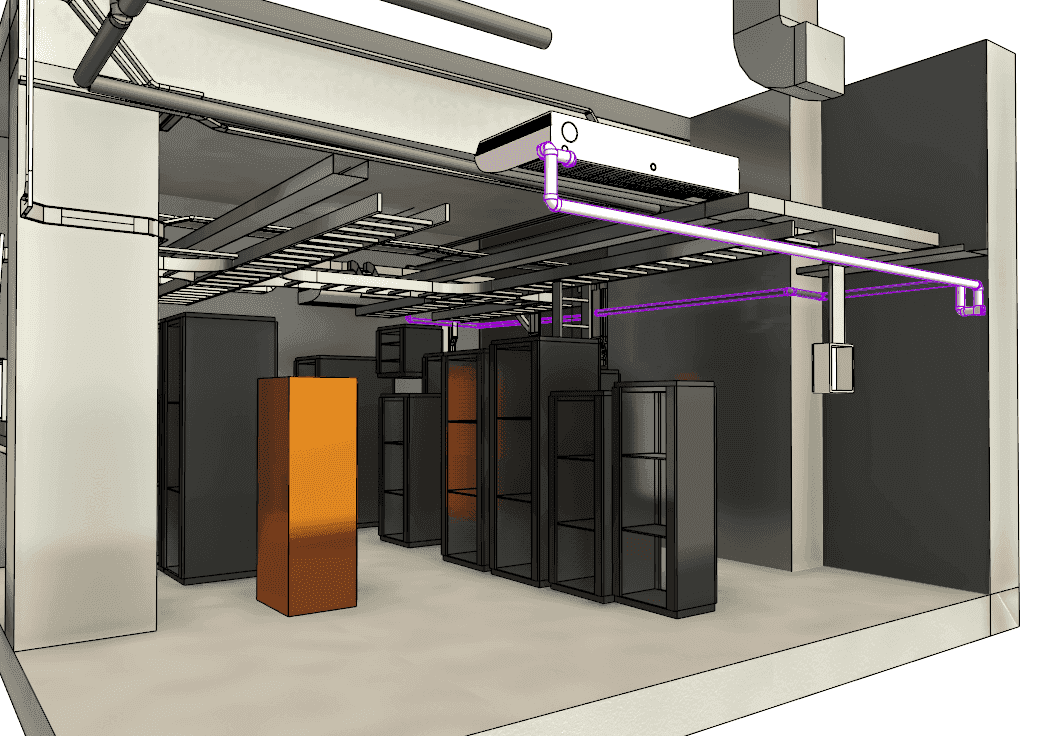 T3206 airport equipment room as-built BIM created from point cloud data