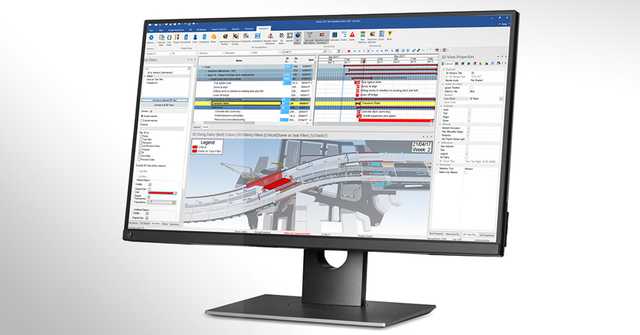 SYNCHRO 4D schedule and model on a monitor